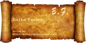 Balta Ferenc névjegykártya